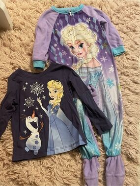Disney Frozen Elsa 3T Girls 2-Piece Bundle – Pajama Set & Long Sleeve Shirt